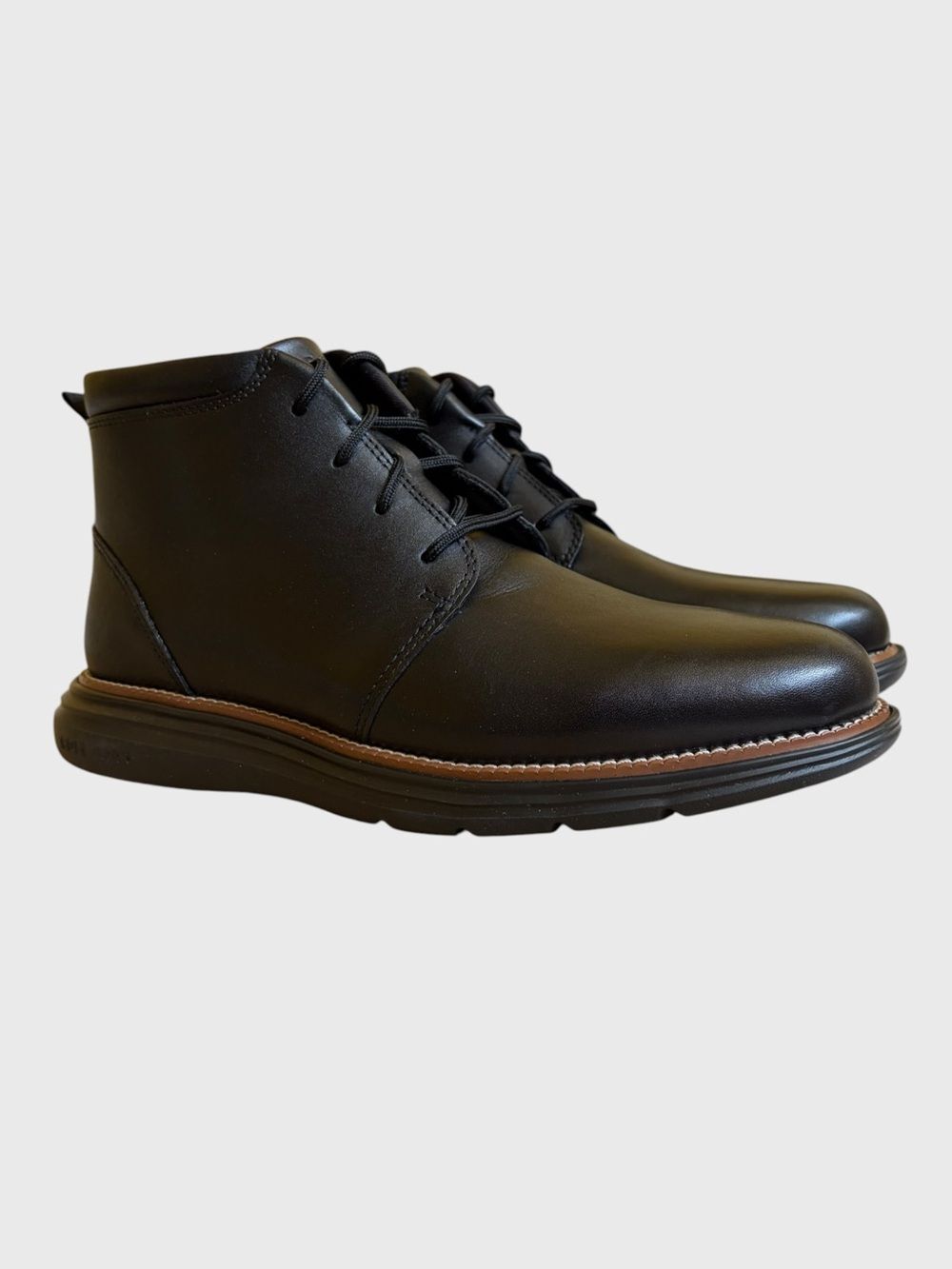 NWB Cole Haan Grand+ Ultra Men's Leather Chukka Boots Black Sz 8 Preppy Teacher